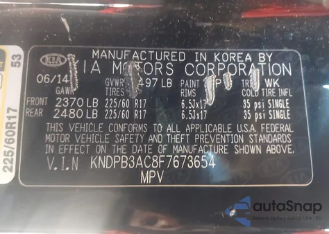 2015 Kia Sportage Lx z USA, uszkodzony, nr VIN KNDPB3AC8F7673654